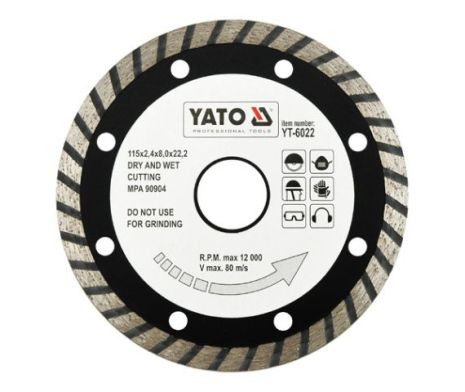 Отрезной алмазный диск 115 мм Турбо Yato YT-6022