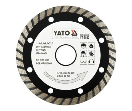 Відрізний алмазний диск 115 мм Турбо Yato YT-6022