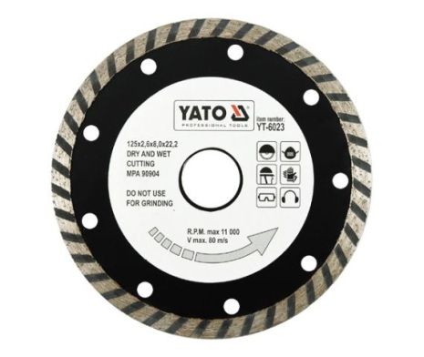 Відрізний діамантовий диск 125 мм Турбо Yato YT-6023