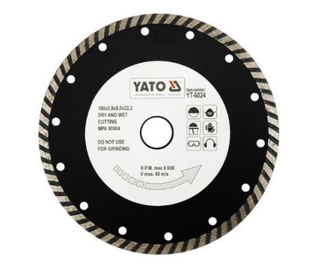 Відрізний діамантовий диск 180 мм Турбо Yato YT-6024