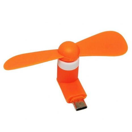 Мобільний вентилятор Type-C помаранчевий, від телефону/повербанку/ноутбука та ін.