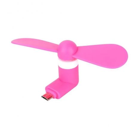 Мобільний вентилятор MicroUSB рожевий, від телефону/повербанку/ноутбука та ін.