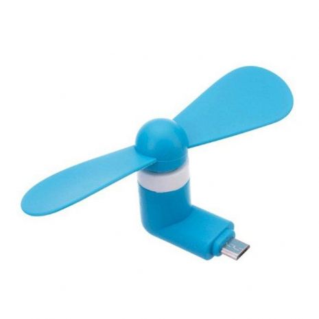Мобільний вентилятор MicroUSB синій, від телефону/повербанку/ноутбука та ін.