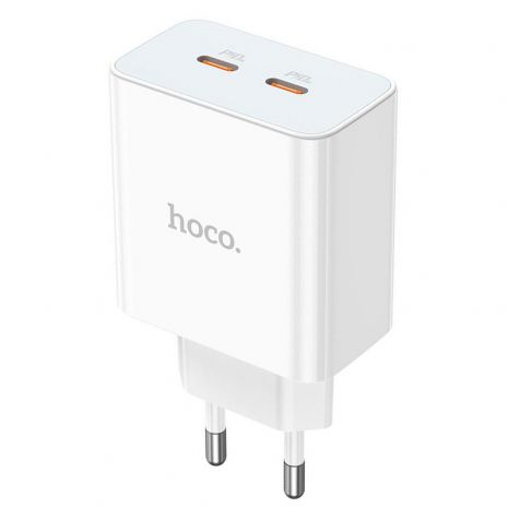 Мережевий зарядний пристрій Hoco C108A 2xType-C PD 35W білий