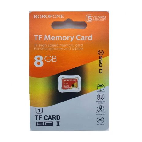 Карта Памяти Borofone MicroSDHC 8gb 10 Class Оранжевый