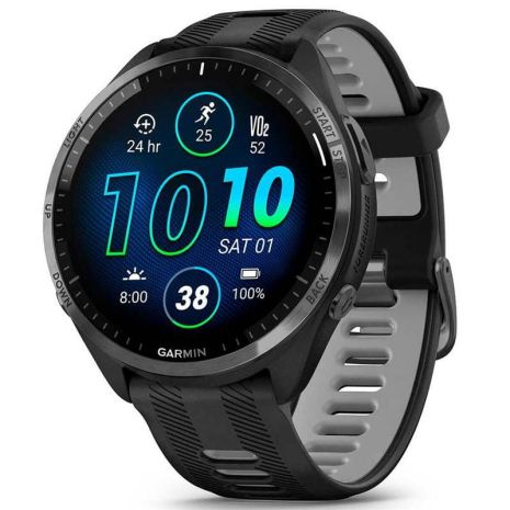 Смарт-часы Garmin Forerunner 965 Carbon Gray DLC Titanium Bezel with Black Case and Black/Powder Gray Silicone Band (010-02809-80)