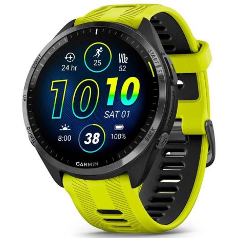 Смарт-часы Garmin Forerunner 965 Carbon Gray DLC Titanium Bezel with Black Case/Amp Yellow/Black Silicone Band (010-02809-82)