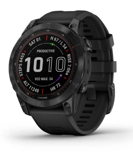 Смарт-годинник Garmin Fenix ​​7 Sapphire Solar Black DLC Titanium with Black Band (010-02540-47)