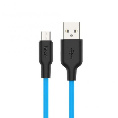 Кабель Hoco X21 Plus USB to MicroUSB 1m черно-голубой