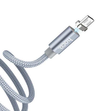 Кабель Hoco U40A магнітний USB to MicroUSB 1m сріблястий