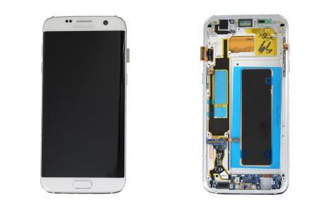 Дисплей (LCD) Samsung GH97-18533D G935F Galaxy S7 EDGE із сенсором білий з рамкою сервісний
