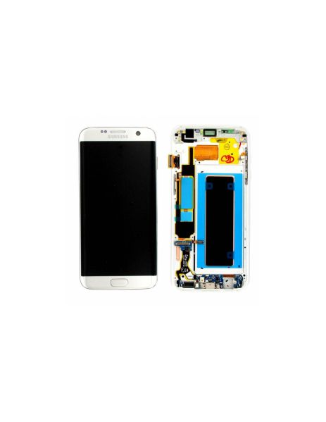 Дисплей (LCD) Samsung GH97-18533B G935F Galaxy S7 EDGE із сенсором срібло з рамкою сервісний