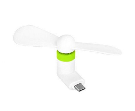 Мобільний вентилятор Type-C біло-зелений, від телефону/повербанку/ноутбука та ін.