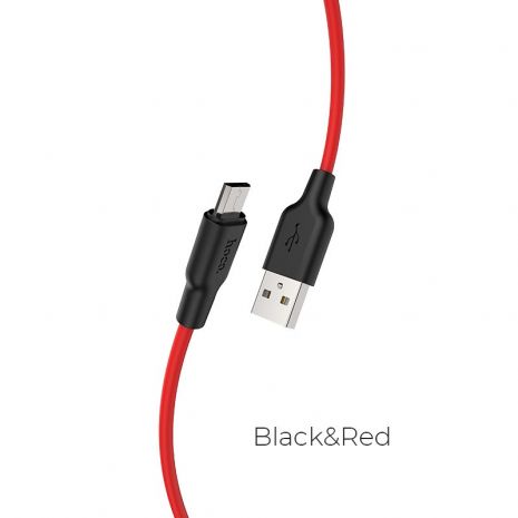 Кабель Hoco X21 Plus USB to MicroUSB 1m чорно-червоний