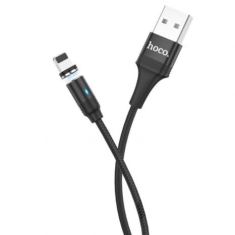 Кабель Hoco U76 магнітний з індикатором USB to Lightning 1.2m чорний
