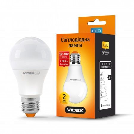 LED лампа VIDEX A60e 9W E27 4100K 12-48V 20шт/ящ