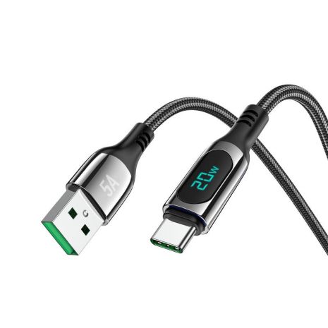Кабель Hoco S51 с дисплеем USB to Type-C 5A 20W 1.2m черный
