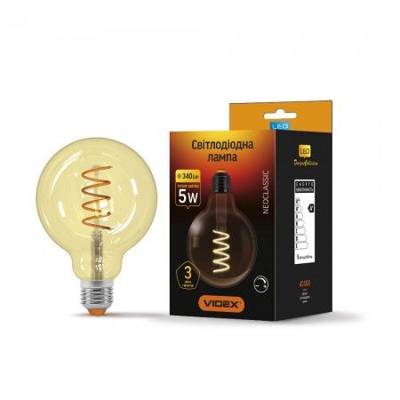 LED лампа VIDEX Filament G95FASD 5W E27 2200K 220V диммерная