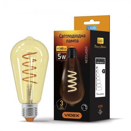 LED лампа VIDEX Filament ST64FASD 5W E27 2200K 220V диммерная