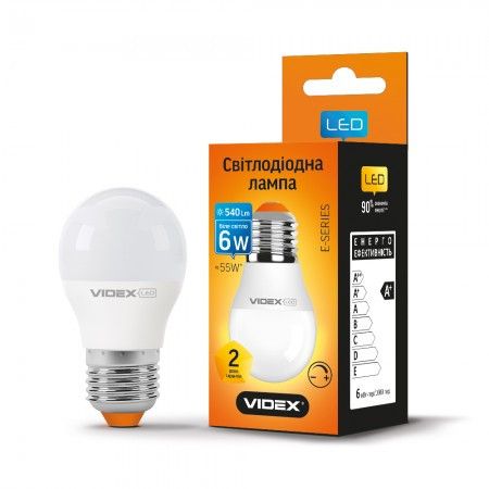 LED лампа VIDEX G45eD 6W E27 4100K 220V диммерная 20шт/ящ