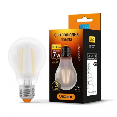 LED лампа VIDEX Filament A60FMD 7W E27 4100K 220V диммерная