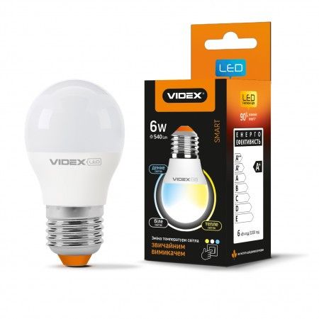 LED лампа с регулировкой цветности VIDEX G45eC3 6W E27 220V