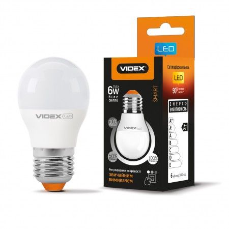 LED лампа с регулировкой яркости VIDEX G45eD3 6W E27 4100K 220V