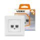 VIDEX BINERA Розетка CAT6+CAT6 двойная компьютерная белая (VF-BNSK2PC6-W) (20/120)