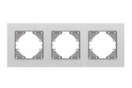 VIDEX BINERA Рамка серебристый алюминий 3 поста горизонтальная (VF-BNFRA3H-SL) (13/104)
