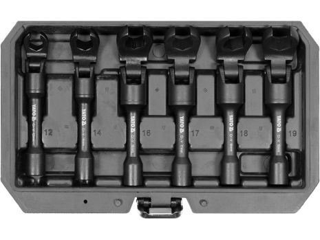 Ключі накидні відкриті на шарнірі до квадр. 3/8", М 12, 14, 16, 17, 18, мм, 6 шт. Yato YT-01440