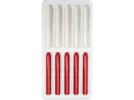Стержни восковые для карандаша-автомата Ø= 10 мм, l= 85 мм, 5 красные и 5 белые Vorel 09207