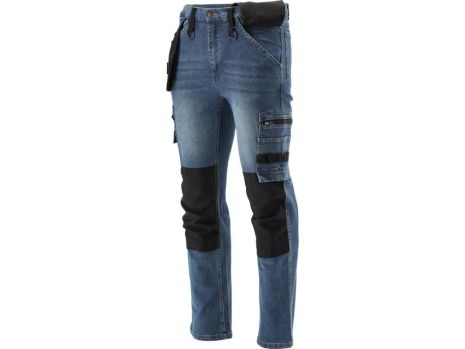 Штани робочі джинс стрейч розмір XL-98-106 см, зріст-188-196 см, темно-сині, 17 кишень, 71% бав. Yato YT-79054
