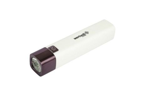 Ліхтарик 3 режими LED Li-ion 1200 mAh/t 7000 K/80 lum powerbank ABS 122x25 mm WHITE MASTERTOOL RX-8001