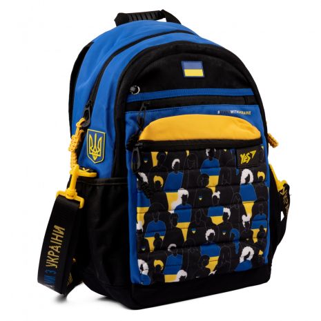 Шкільний рюкзак YES, два відділення, два фронтальні кармани, розмір: 44*29*16см, чорно-синій Welcome To Ukraine