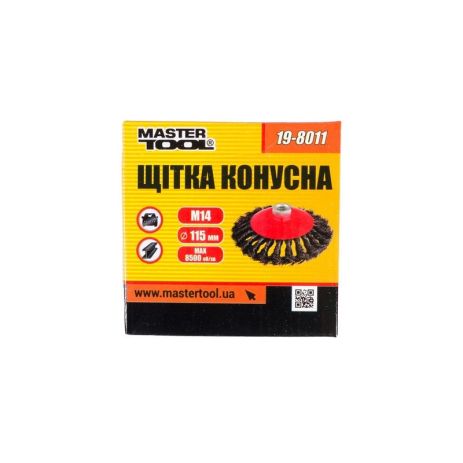 Щітка конусна із плетеного дроту 115 мм М14 MASTERTOOL 19-8011