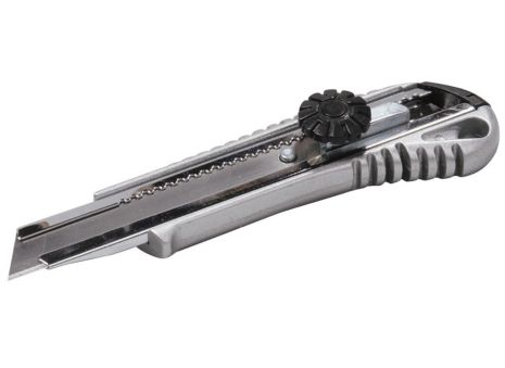 Нож 18 мм металлический с направляющей винтовой замок MASTERTOOL 17-0198