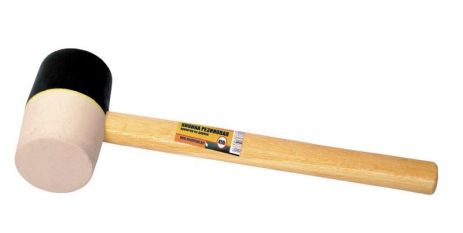 Киянка гумова 65 мм 450 г ручка з дерева чорно/біла MASTERTOOL 02-0322