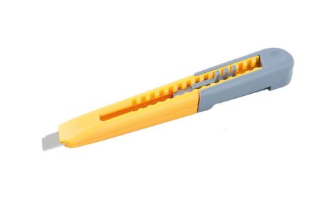 Нож 9 мм пластиковый кнопочный фиксатор зажим для кармана MASTERTOOL 17-0320