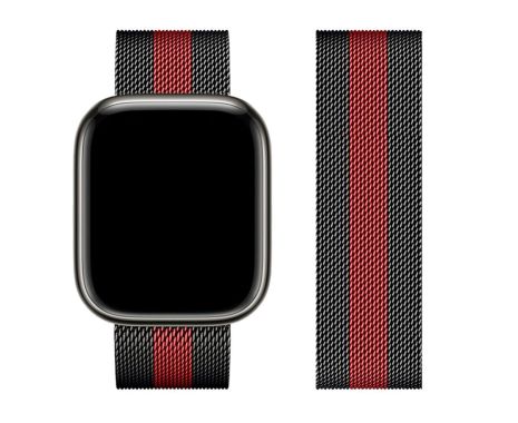 Ремешок металлический Hoco iWatch WA03 milanese steel 42/ 44/ 45/ 49mm black and red