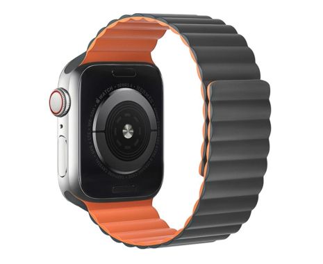 Ремешок силиконовый Hoco iWatch WA07 magnetic 42/ 44/ 45/ 49mm grey orange