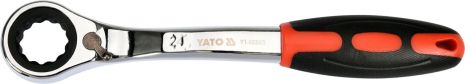 Ключ накидний, вигнутий з тріскачкою: М24, HRC 42-48, Cr-V, з ергономічною прогумованою ручкою Yato YT-02385
