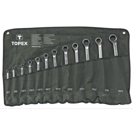 Ключи накидные изогнутые, 6-32 мм, набор 12 шт. TOPEX 35D857