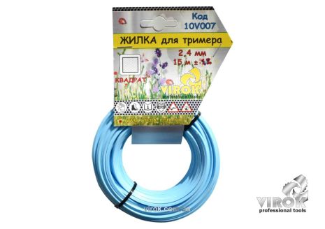 Леска для триммера "КВАДРАТ" TM 2.4 мм x 15 м VIROK 10V007