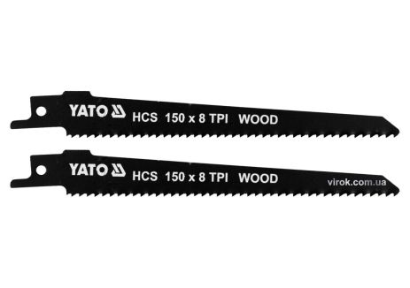 Полотна по дереву, для шабельної пилки: l= 150 мм, h= 1 мм, 8 зубів/1", 2 шт. YaTo YT-33923