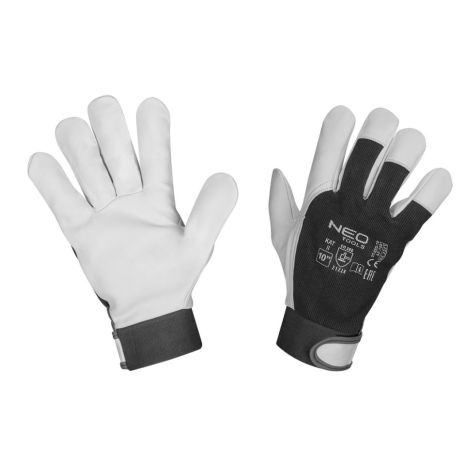 Робочі рукавички, 2122X, козяча шкіра, липучка, розмір 10", CE NEO 97-655-10