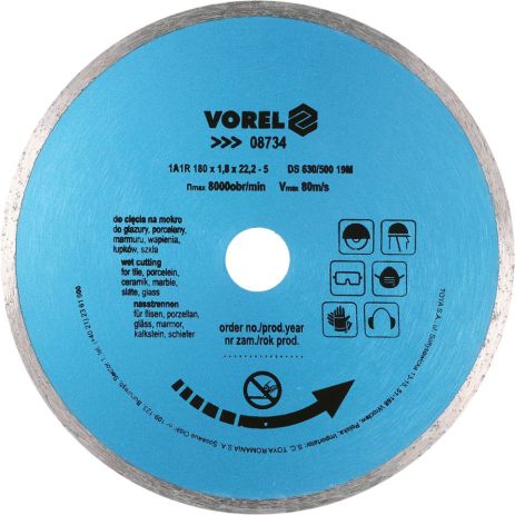 Отрезной алмазный диск 180 мм Vorel 08734