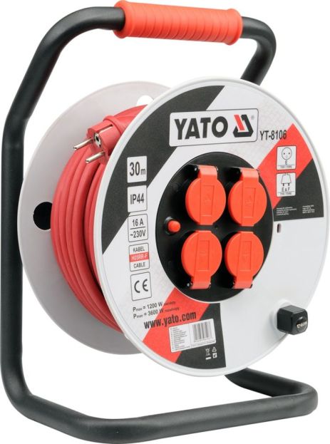 Подовжувач із заземленням на котушці 30 метрів 3х2,5 мм² Yato YT-8106