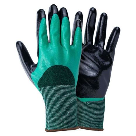 Перчатки трикотажные с двойным нитриловым покрытием р9 (зелено-черные манжет) SIGMA 9443591