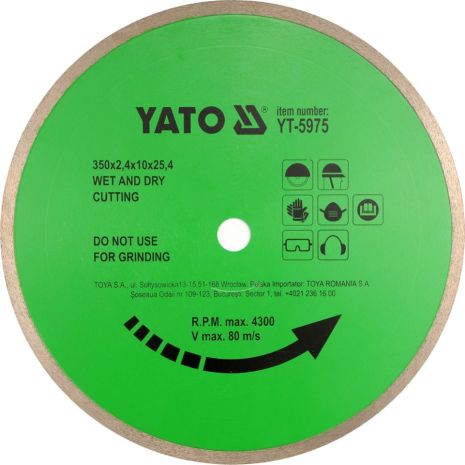 Алмазне коло для верстата 250 мм х 25,4 мм Yato YT-5973