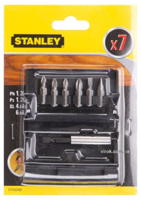 Набор отверточных насадок с магнитным держателем 7 шт. Stanley STA60480-XJ